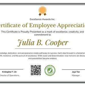 Employee Appreciation Certificate